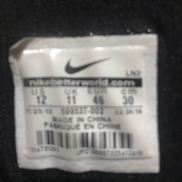 NIKE HIGH TOP BLACK LUNARLON size 12 - Picture 6 of 6